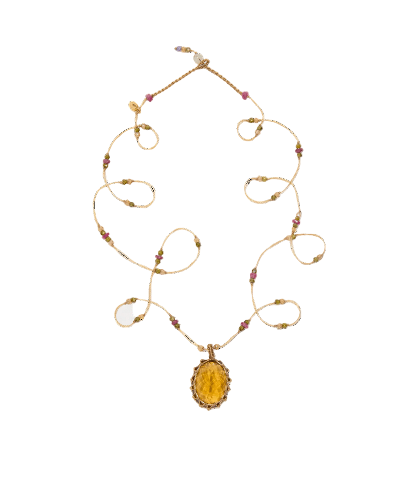SHARING - Collier Tibétain Long - Honey Quartz
