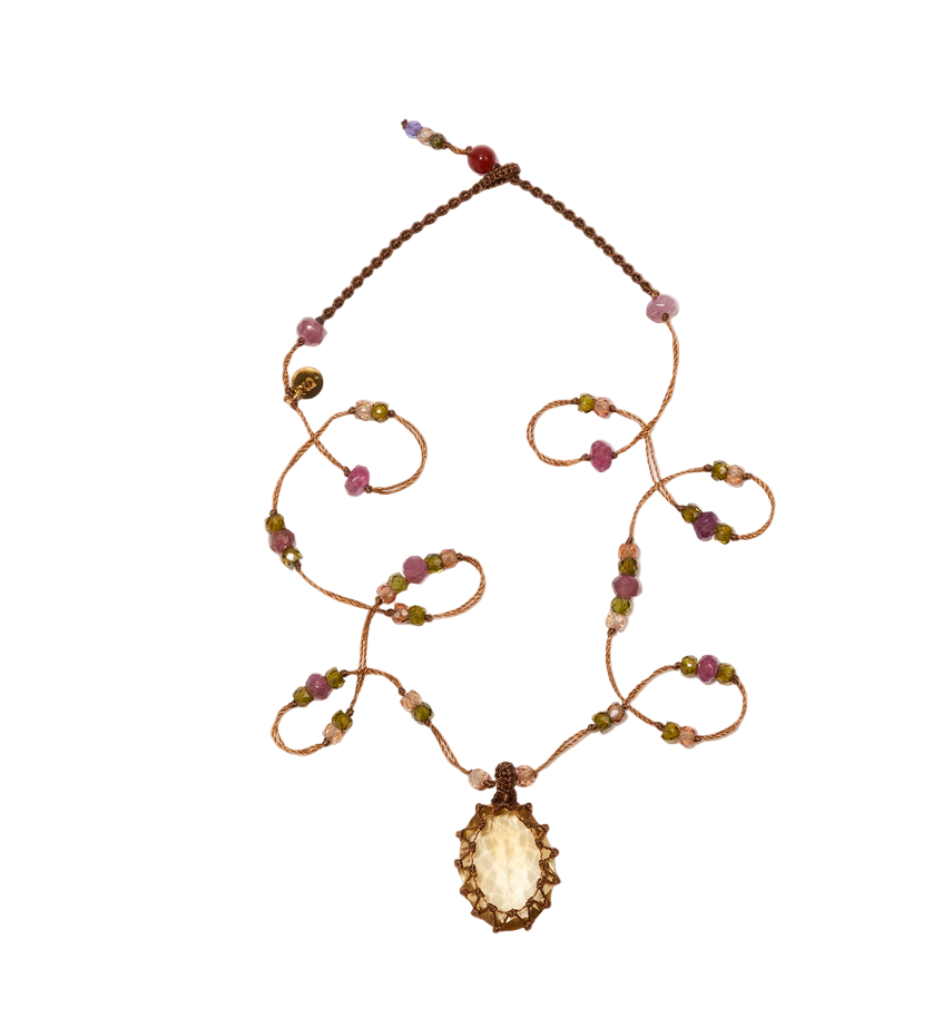 SHARING - Collier Tibétain Court - Citrine