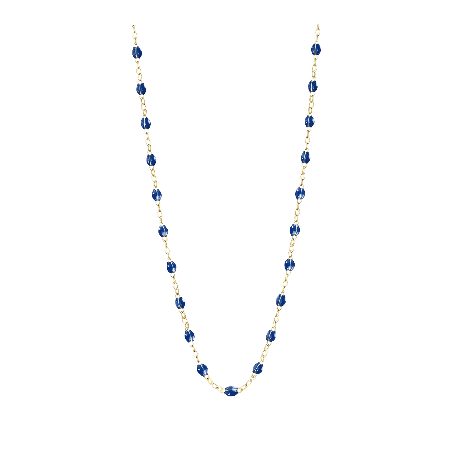 Collier chaîne et perles de résine Bleu Marine – George | George Genève