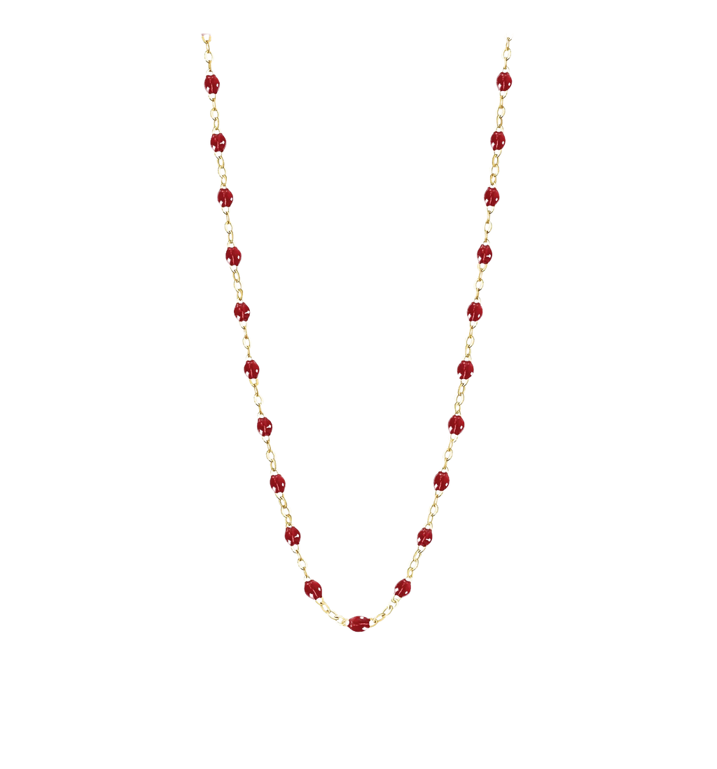Collier chaîne et perles de résine Rouge – George | George Genève