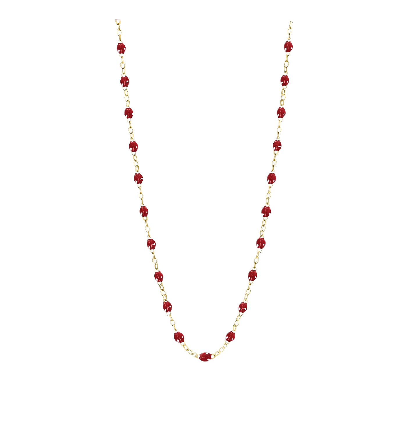 Collier chaîne et perles de résine Rouge – George | George Genève