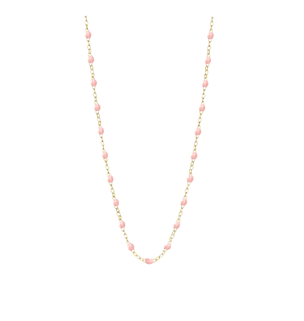 Collier chaîne et perles de résine Rose – George | George Genève