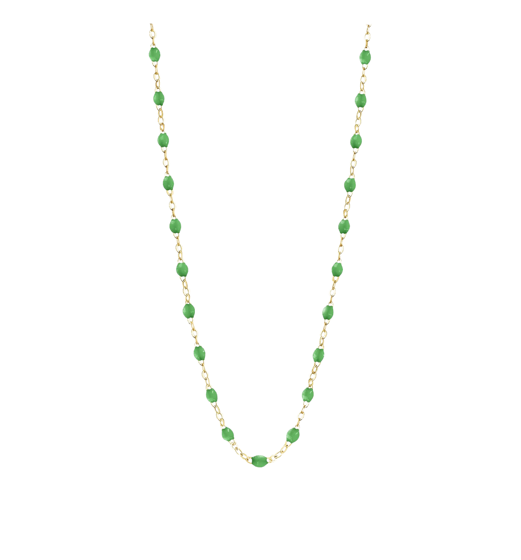 Collier chaîne et perles de résine Vert – George | George Genève