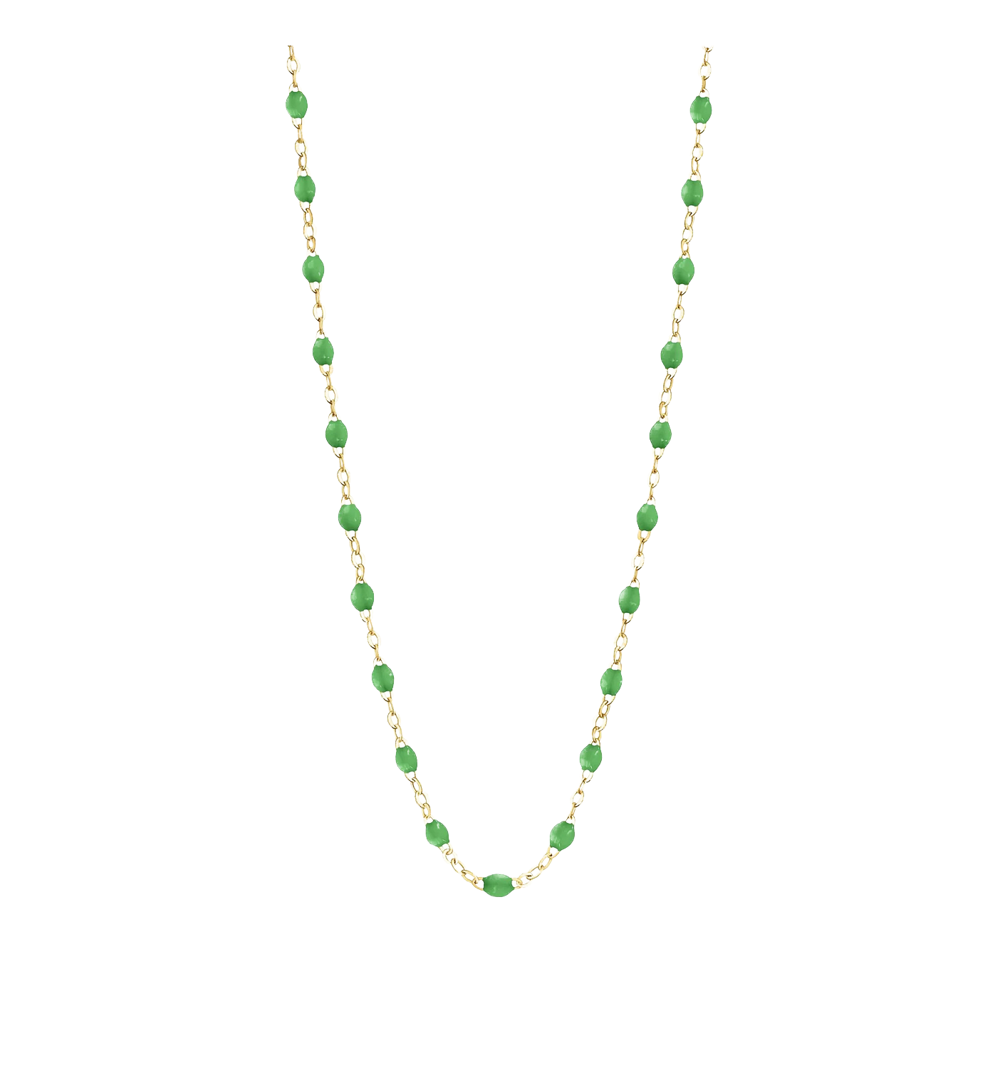 Collier chaîne et perles de résine Vert – George | George Genève