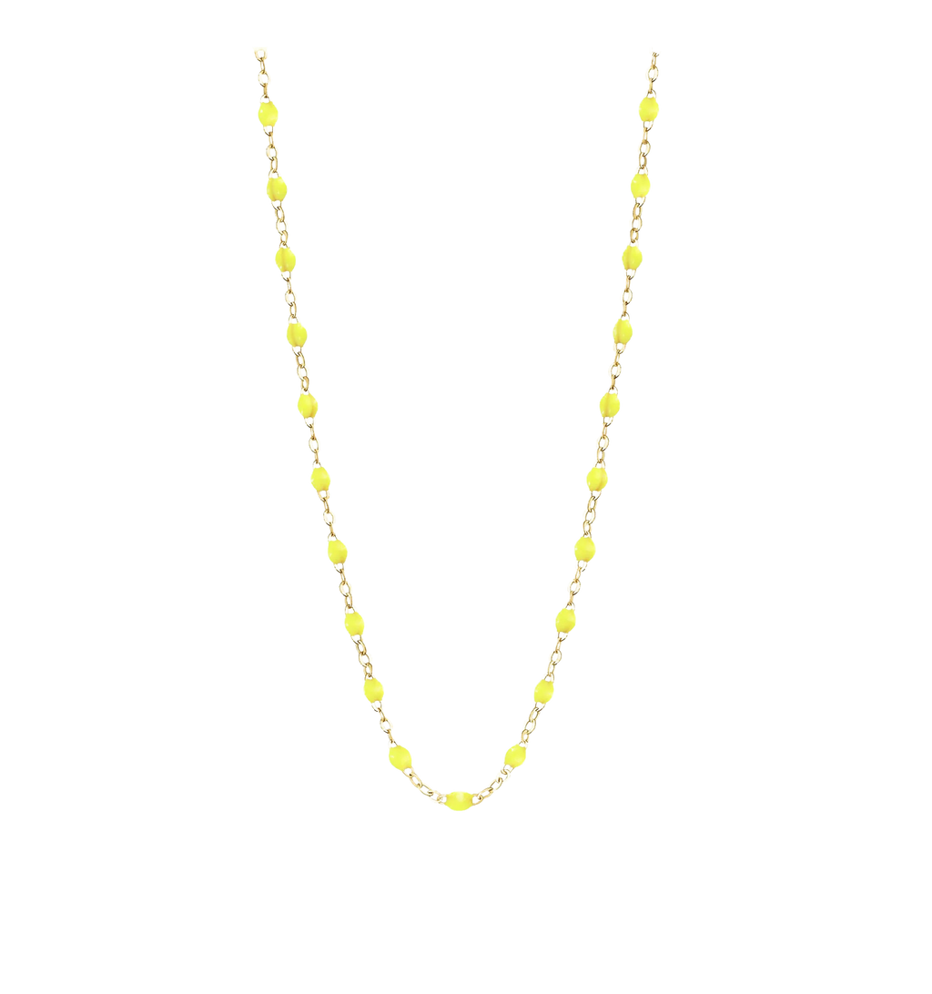 Collier chaîne et perles de résine Jaune – George | George Genève