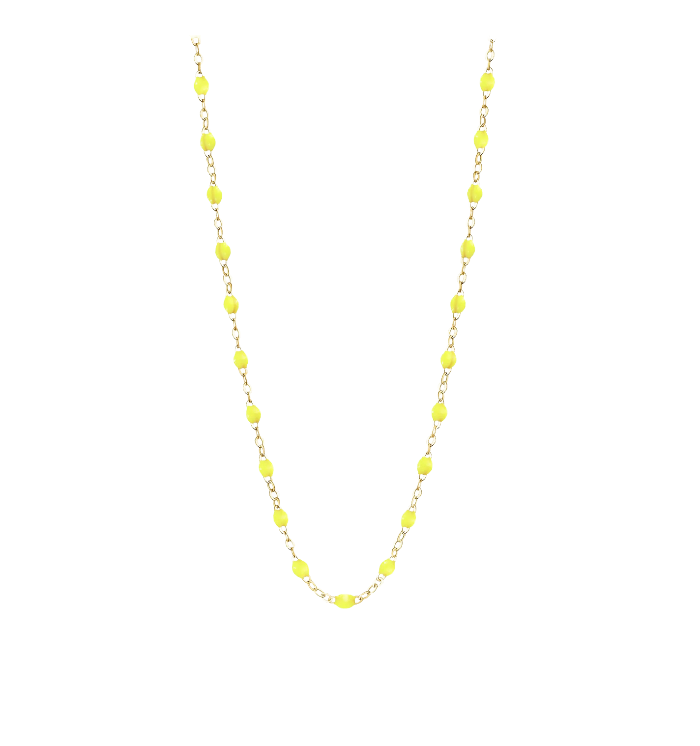Collier chaîne et perles de résine Jaune – George | George Genève