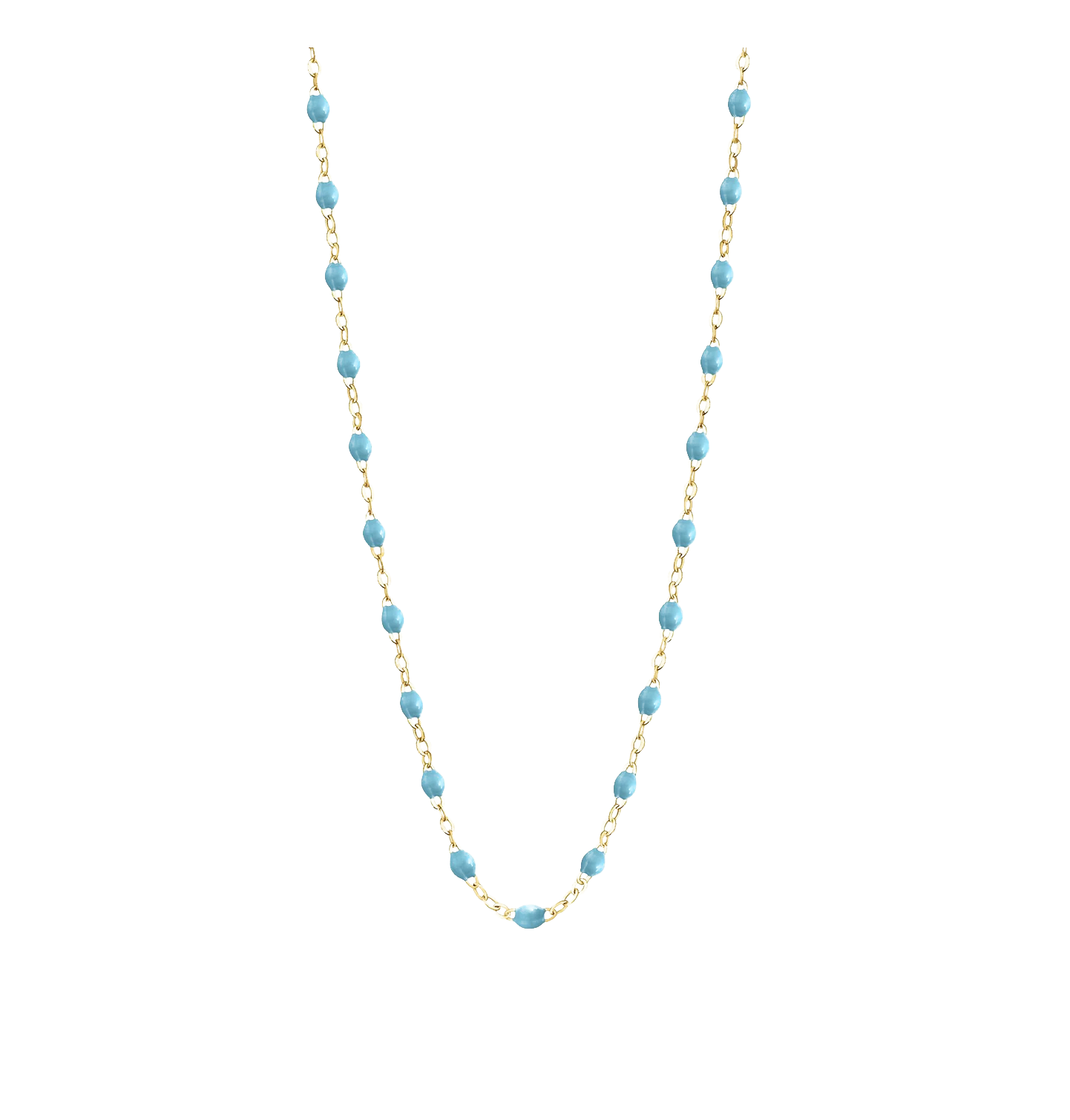 Collier chaîne et perles de résine Bleu Clair – George | George Genève