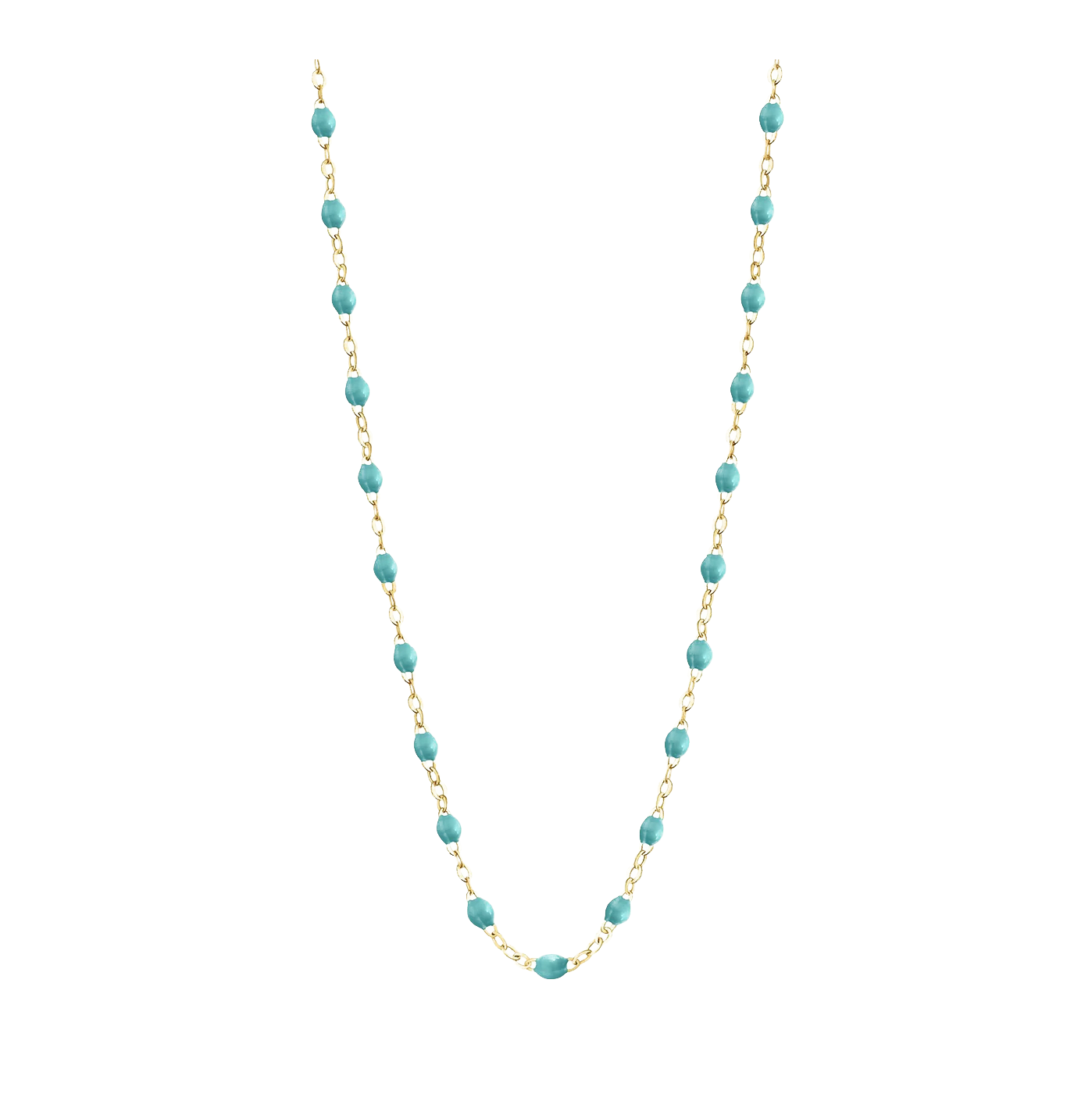 Collier chaîne et perles de résine Turquoise – George | George Genève