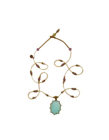 Collier Tibétain Court - Calcédoine Bleue – SHARING | George Genève