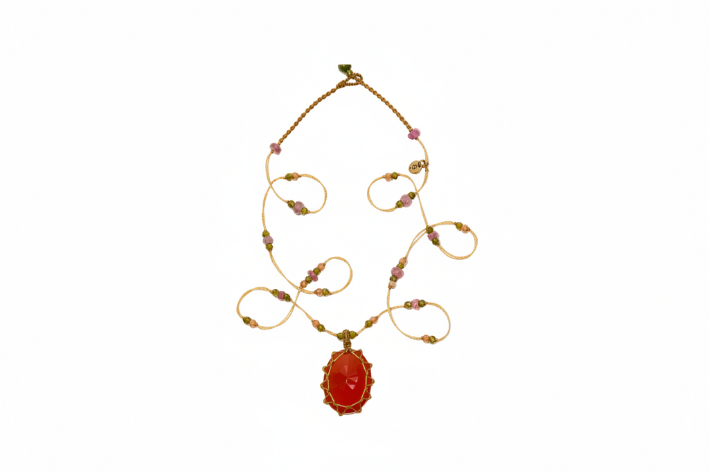 Collier Tibétain Court - Onyx Orange – SHARING | George Genève