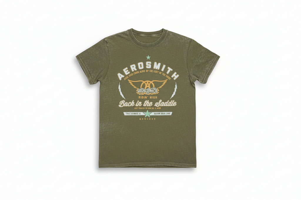 T-shirt blanc Aerosmith Olive – RECYCLED KARMA | George Genève