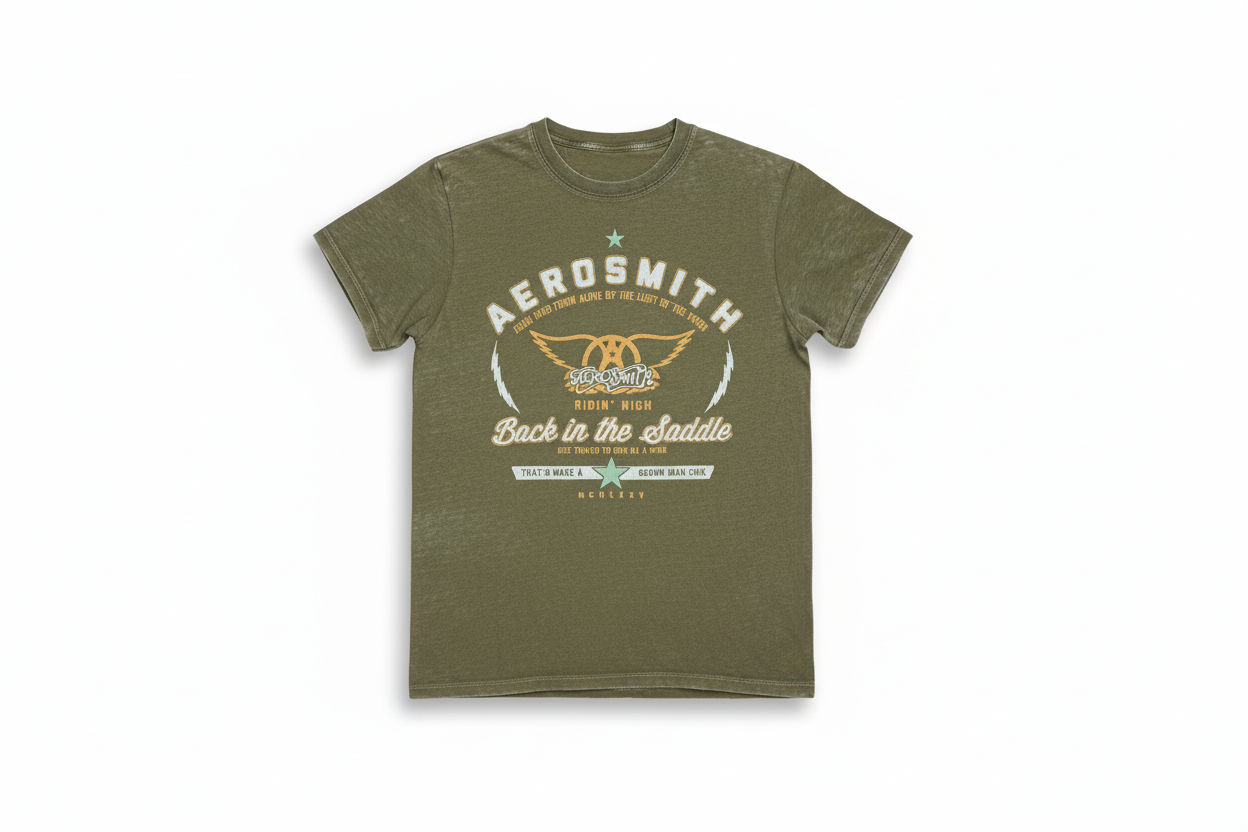 T-shirt blanc Aerosmith Olive – RECYCLED KARMA | George Genève