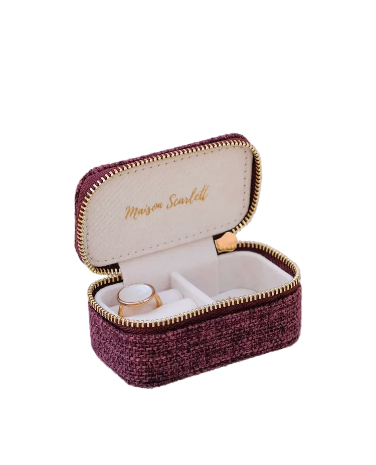 Boîte à bijoux Marie - Lin Bordeaux – MAISON SCARLETT | George Genève