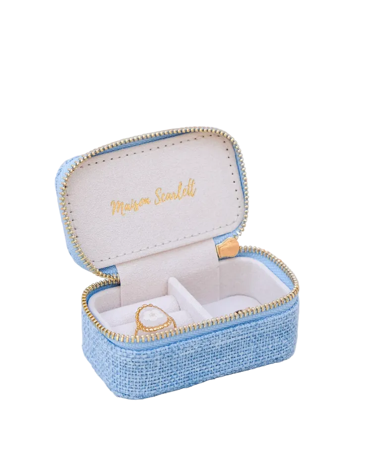 Boîte à bijoux Marie - Lin Bleu Clair – MAISON SCARLETT | George Genève