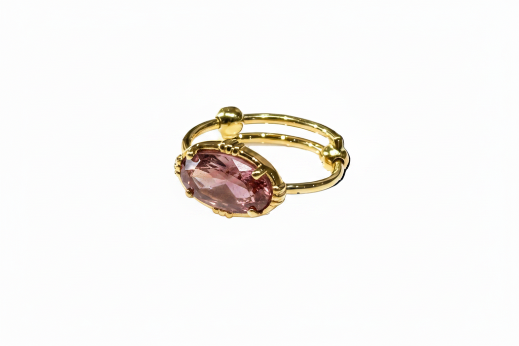 AU FIL DE LO - Bague Ovale Pierre de Lune Nude