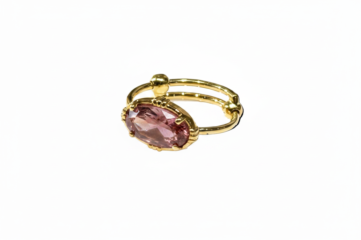 AU FIL DE LO - Bague Ovale Pierre de Lune Nude