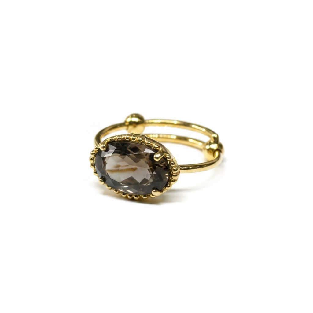 AU FIL DE LO - Bague Ovale Pierre de Lune Nude