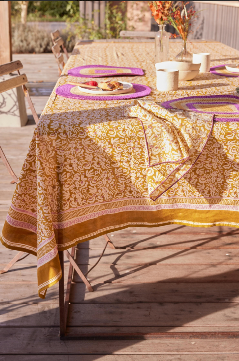 BONHEUR DU JOUR - Nappe Iris Olive 170x300 cm