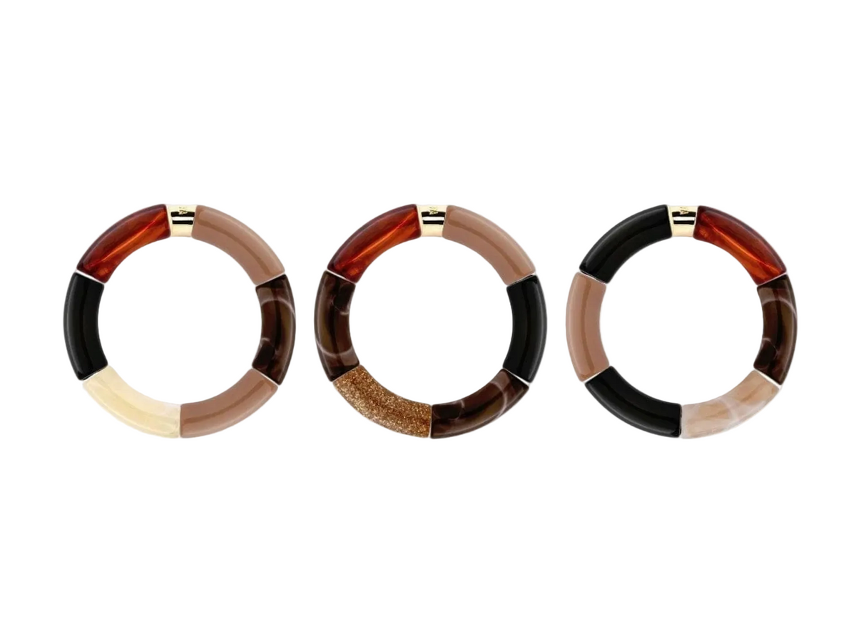 Bracelet Moca en perles de résine et acier doré — Parabaya, George Genève