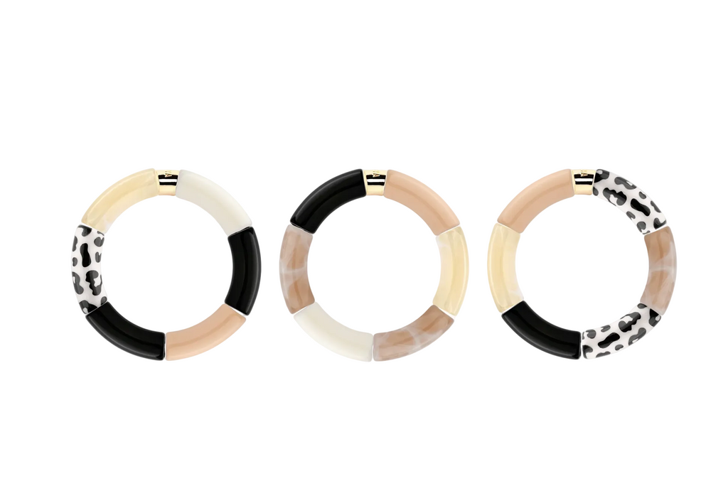 Bracelet Onca en perles de résine et acier doré — Parabaya, George Genève