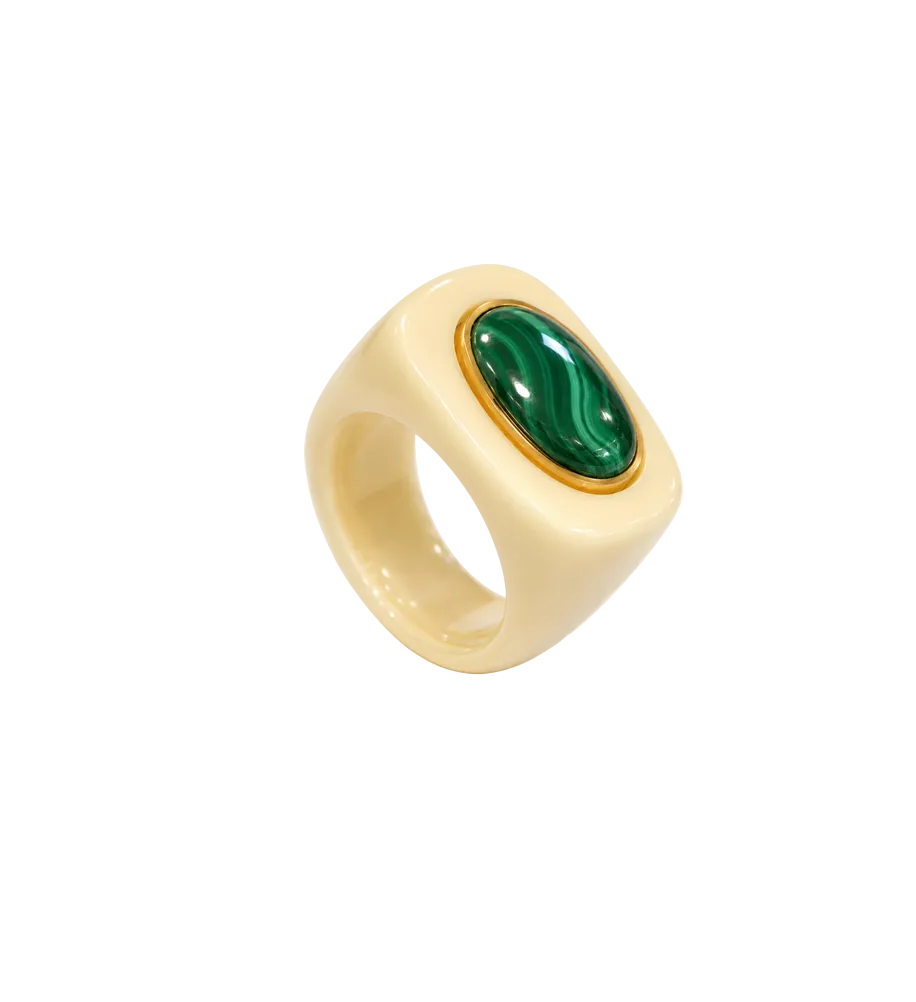 LUCAS JACK - Bague Ivoire et Malachite