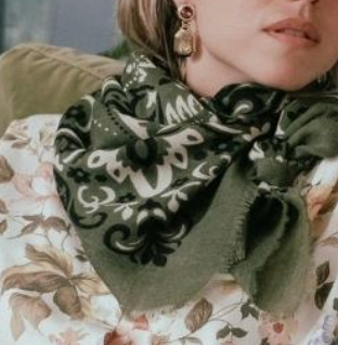 LECOMTE FLAMENT - Echarpe Bandana Kaki