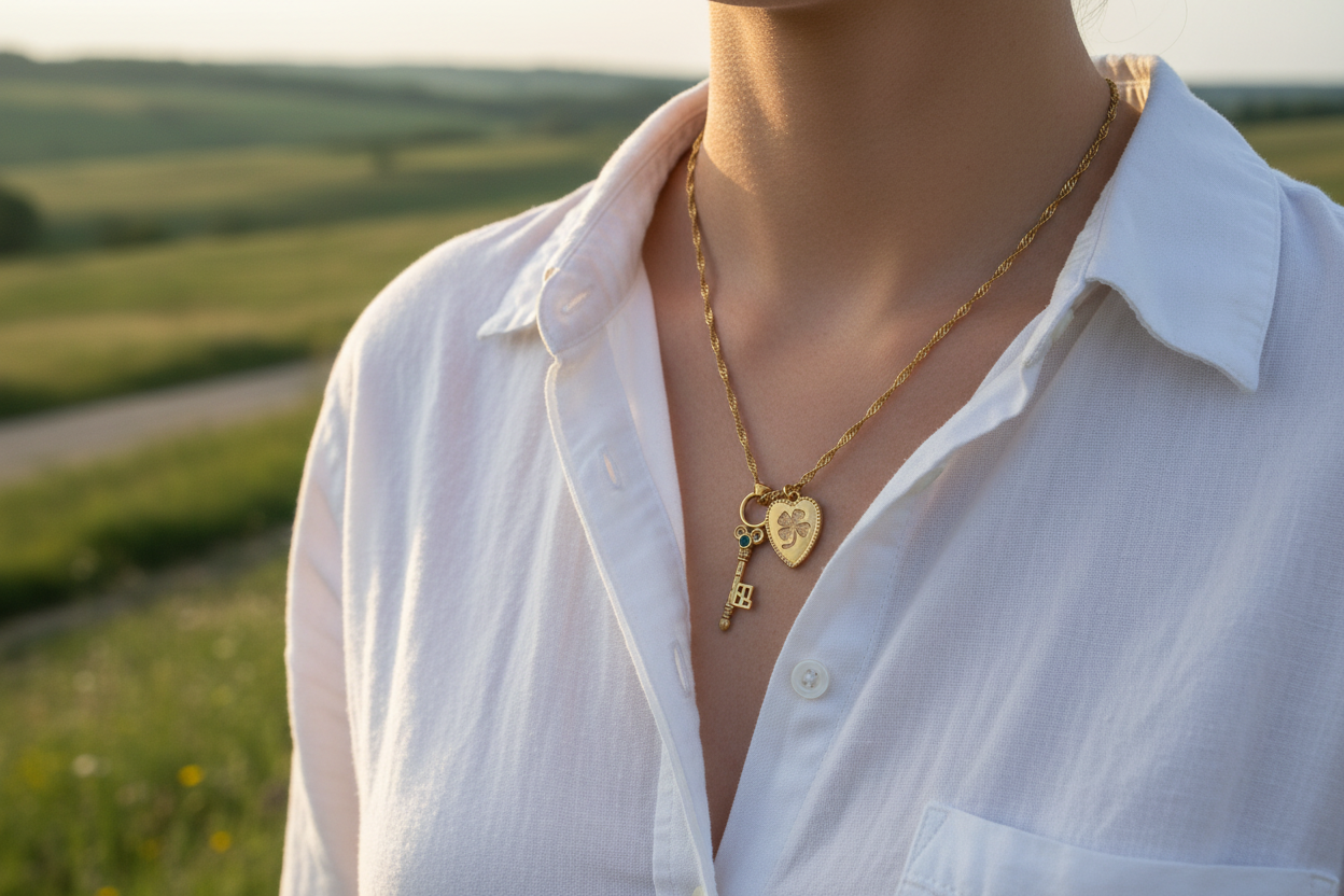 Collier Sacha Coeur Clé – vue 2 – LA2L | George Genève