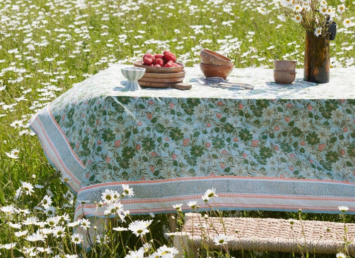 BONHEUR DU JOUR - Nappe Meera Blue Green 170×300 cm
