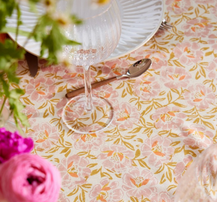BONHEUR DU JOUR - Nappe Petunia Rose 170×300 cm