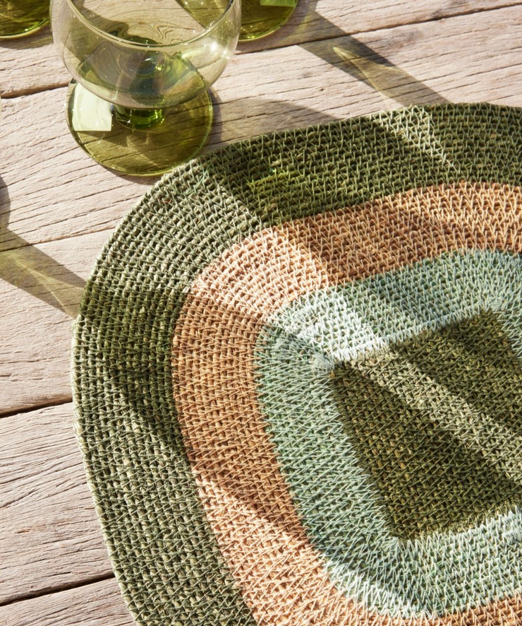 BONHEUR DU JOUR - 4 Sets de Table - Mada Bleu Vert