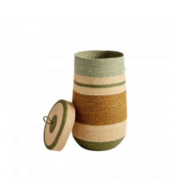 BONHEUR DU JOUR - Panier à Linge S Vert/Noisette
