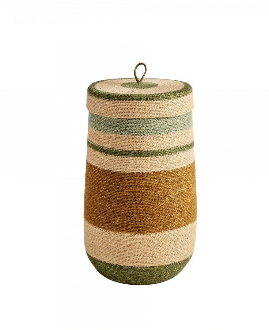 BONHEUR DU JOUR - Panier à Linge S Vert/Noisette