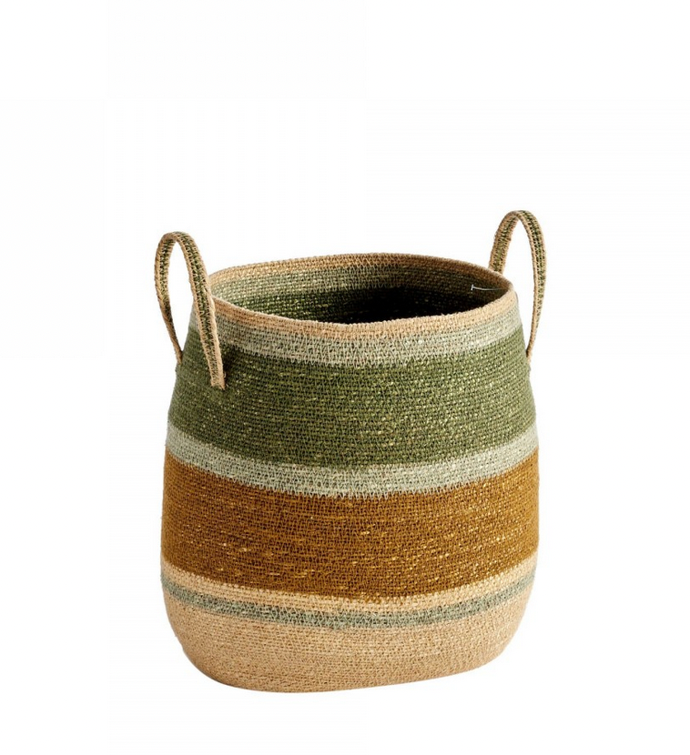 BONHEUR DU JOUR - Panier à anses S Noisette/Vert