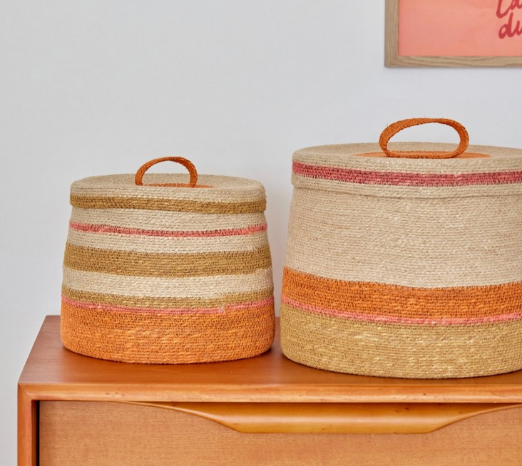 BONHEUR DU JOUR - Panier Boite L Orange/Maïs