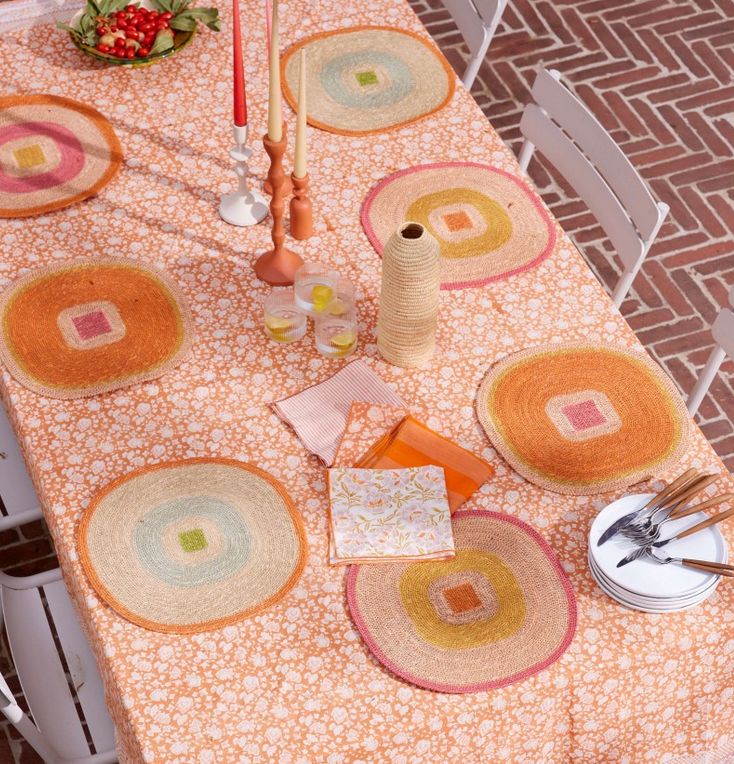 BONHEUR DU JOUR - 4 Sets de Table Mada Orange Bleu