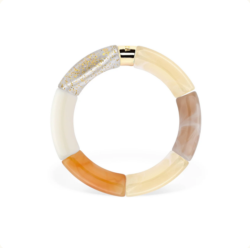 Bracelet Neve modèle 1 en perles de résine et acier doré — Parabaya, George Genève