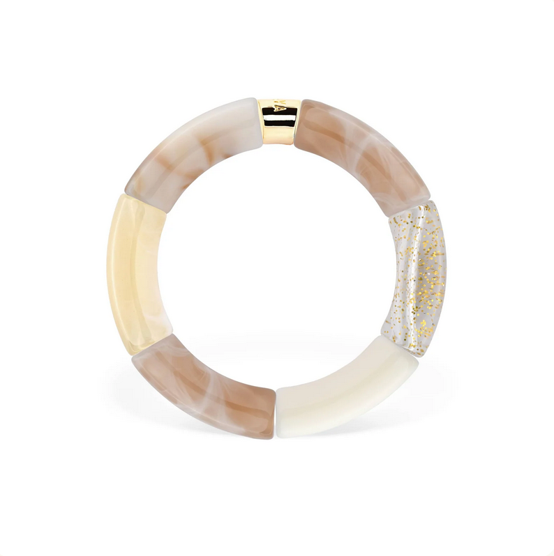 Bracelet Neve modèle 3 en perles de résine et acier doré — Parabaya, George Genève