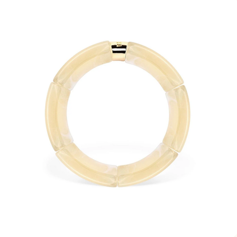 Bracelet Sol Mono modèle 3 en perles de résine et acier doré — Parabaya, George Genève