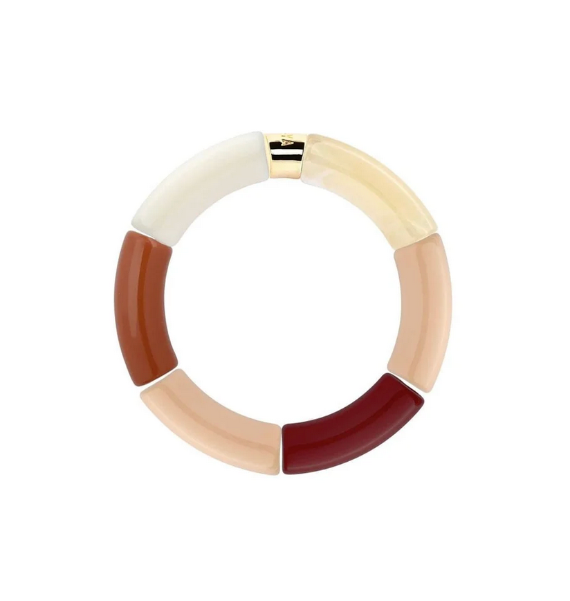 Bracelet Carioca modèle 1 en perles de résine et acier doré — Parabaya, George Genève