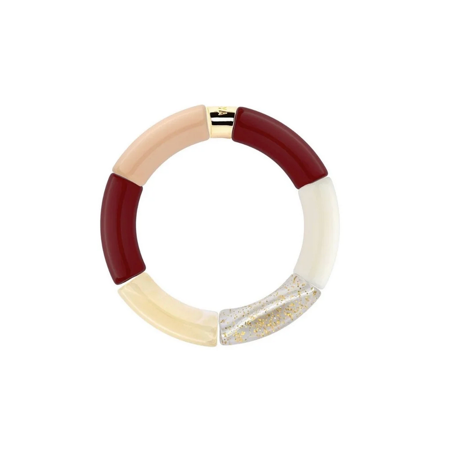 Bracelet Carioca modèle 2 en perles de résine et acier doré — Parabaya, George Genève