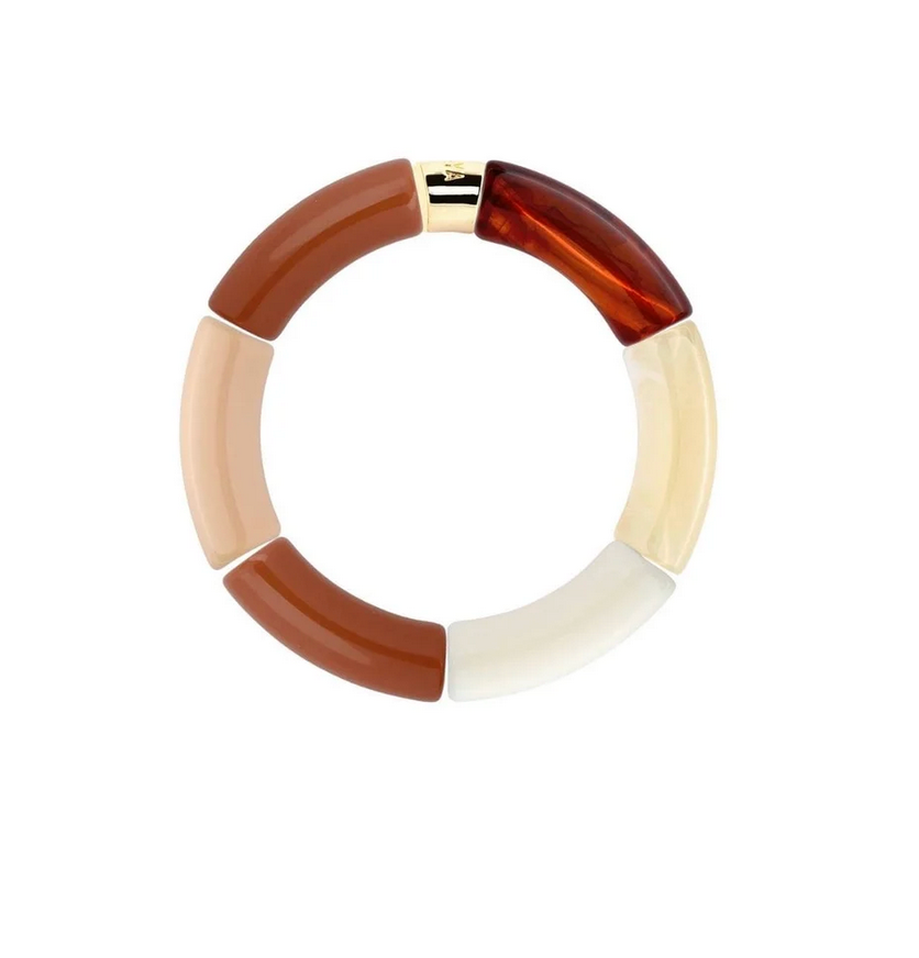 Bracelet Carioca modèle 3 en perles de résine et acier doré — Parabaya, George Genève