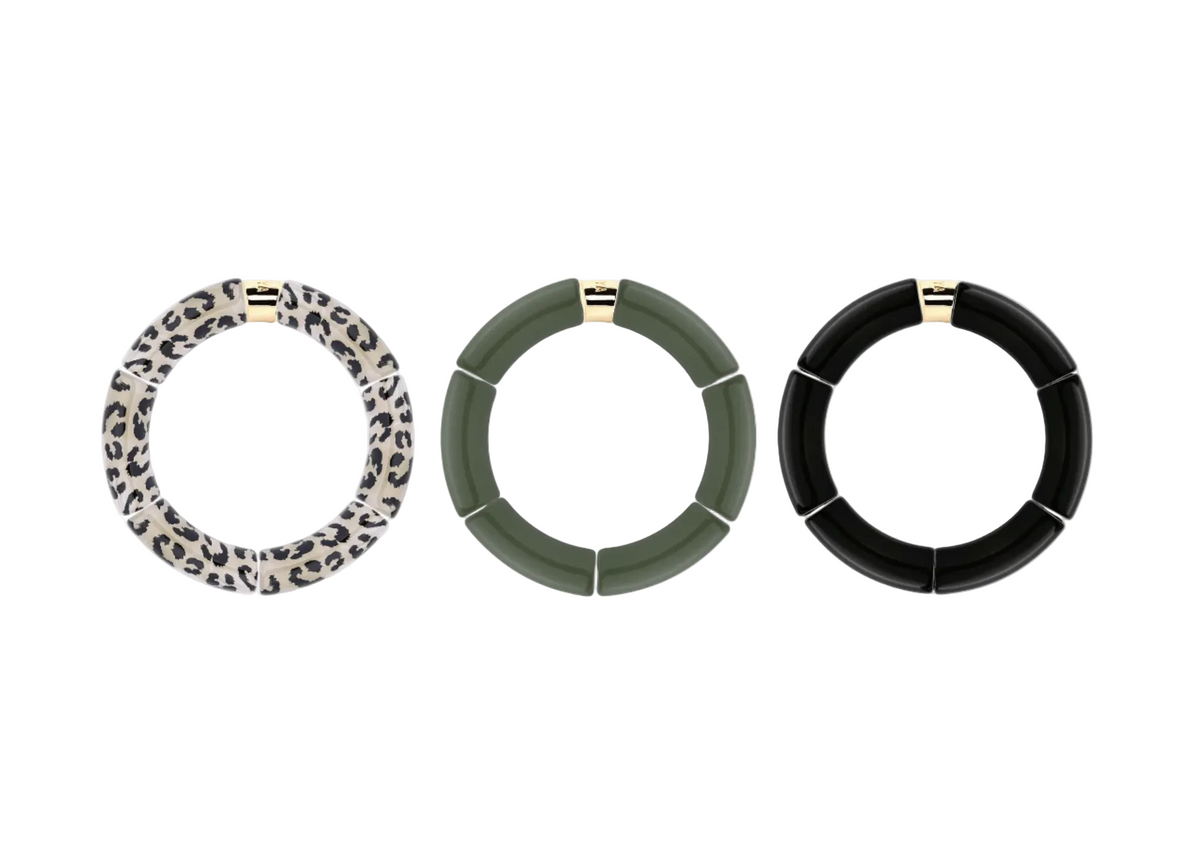 Bracelet Capi Mono en perles de résine et acier doré — Parabaya, George Genève