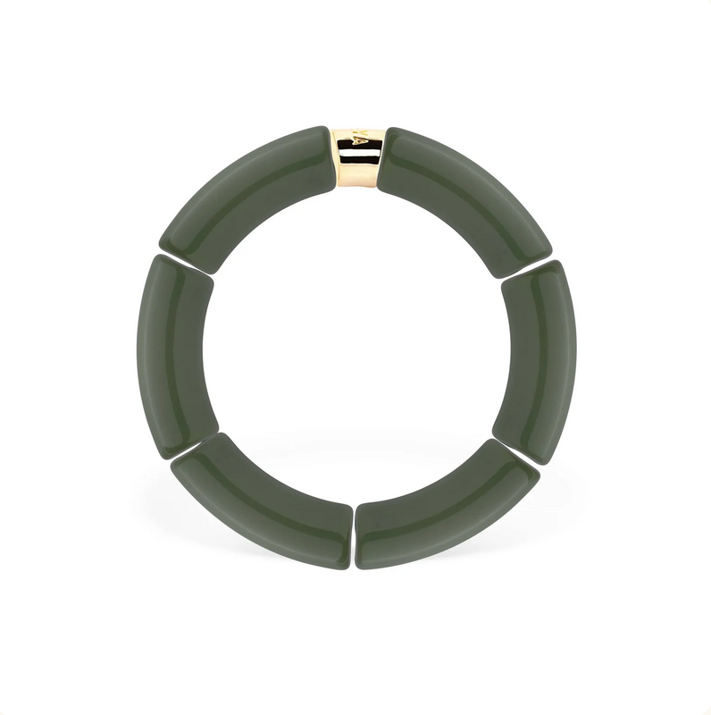 Bracelet Capi Mono modèle 2 en perles de résine et acier doré — Parabaya, George Genève