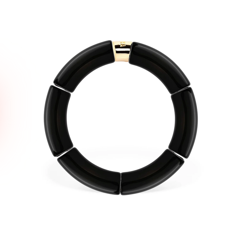 Bracelet Capi Mono modèle 3 en perles de résine et acier doré — Parabaya, George Genève