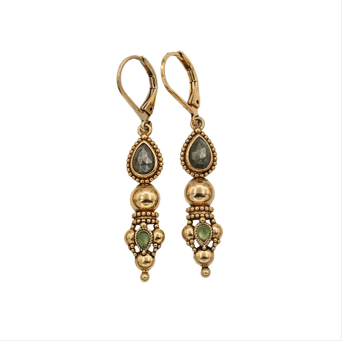 LA2L - Boucles Jasmine goutte Pyrite et Tourmaline bleue
