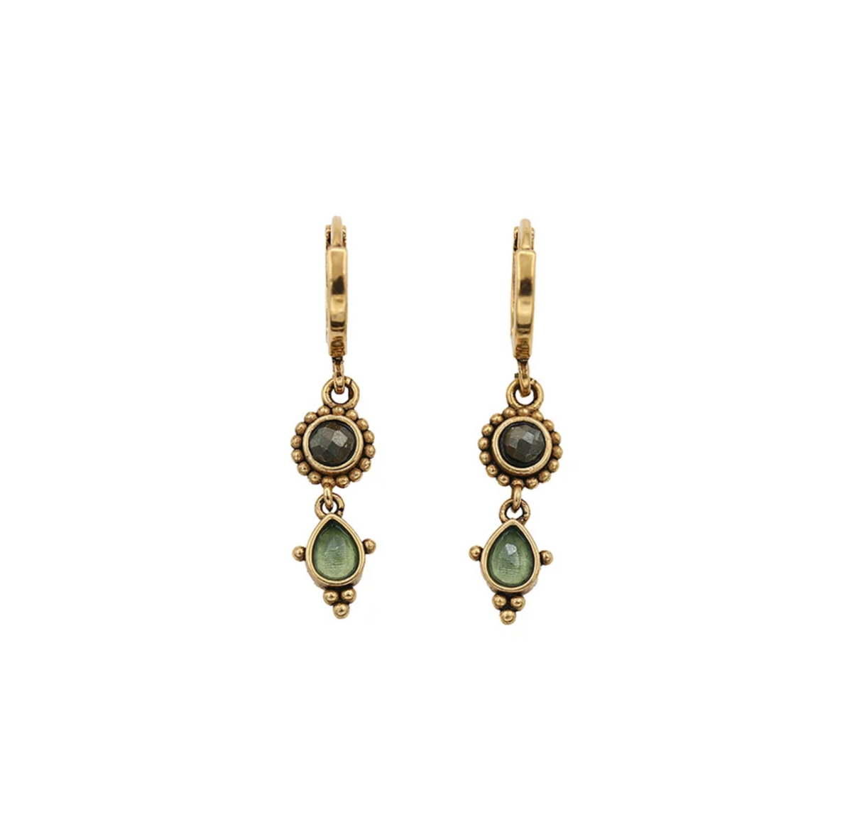 LA2L - Mini boucles Jasmine Pyrite et Tourmaline bleue