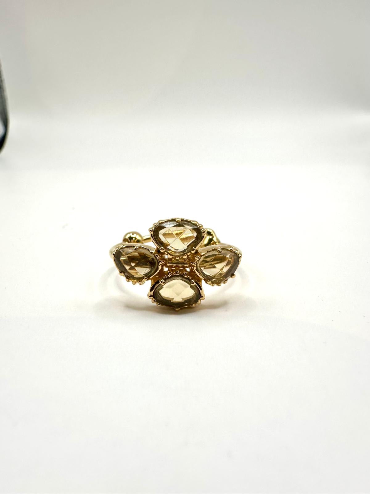 AU FIL DE LO - Bague 4 pierres Trèfle Quartz Fumé