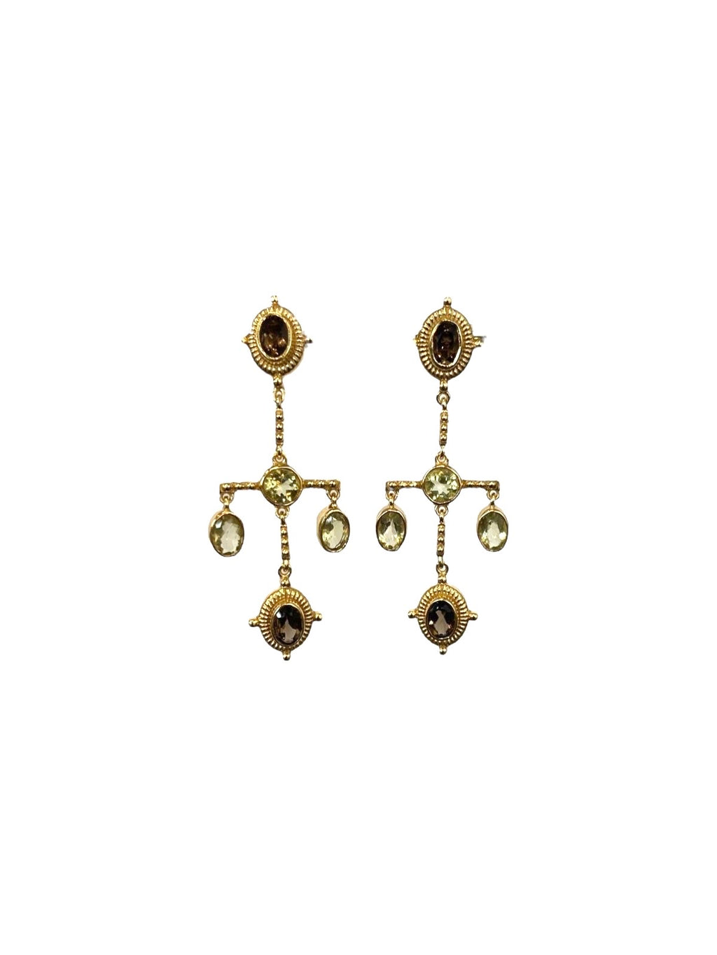 DIAPERIS - Boucles d'oreilles Pavia (peridot/quartz fumé)