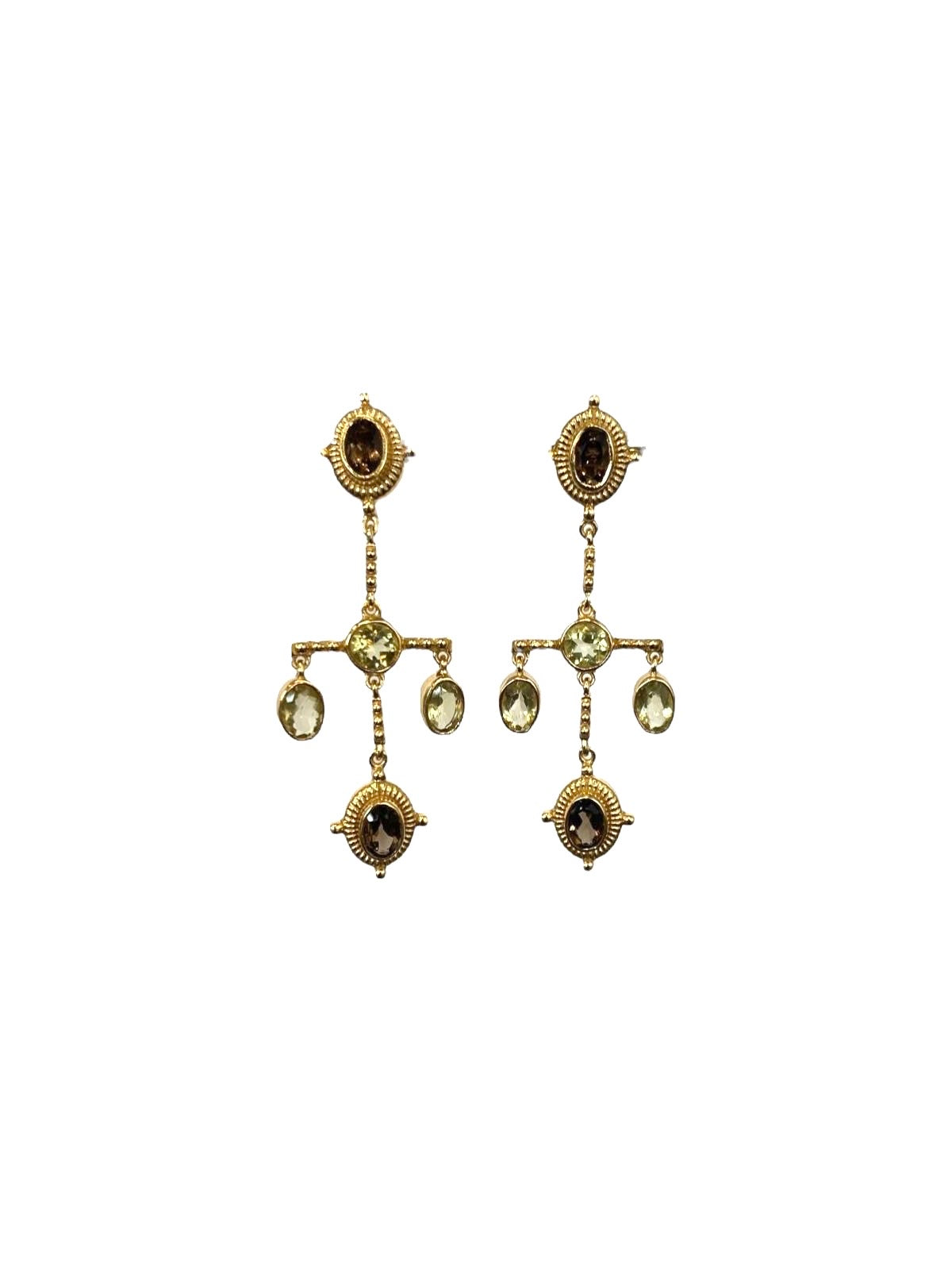 DIAPERIS - Boucles d'oreilles Pavia (peridot/quartz fumé)