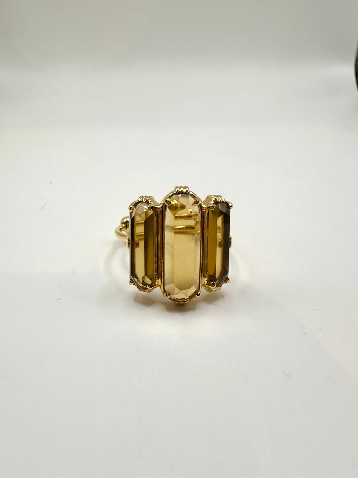 AU FIL DE LO - Bague 3 Baguettes Quartz Fumé